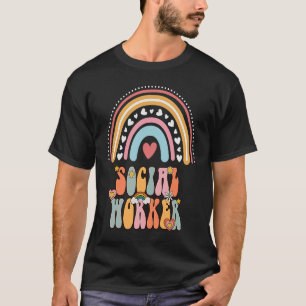 Sozialarbeiter Groovy Retro Vintag Rainbow Social T-Shirt