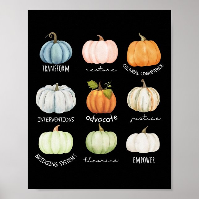 Sozialarbeiter Halloween Fall Pumpkin Erntedank Poster (Vorne)