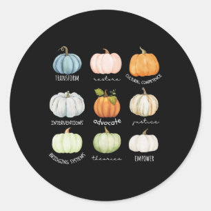 Sozialarbeiter Halloween Fall Pumpkin Erntedank Runder Aufkleber