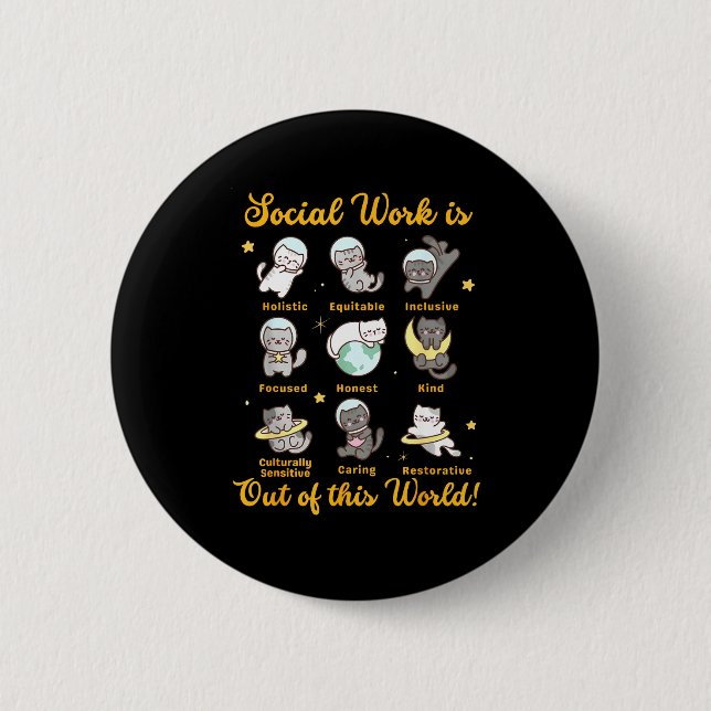 Sozialarbeiter Katze lustiger Spruch Katzen Meme s Button (Vorderseite)