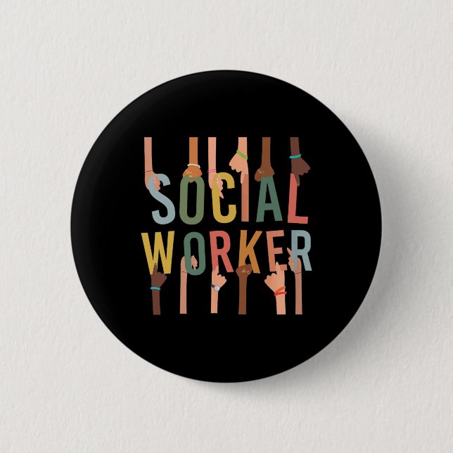 Sozialarbeiter Leben Funny Social Work Monat Black Button (Vorderseite)