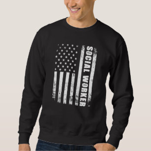 Sozialarbeiter mit amerikanischer Flagge USA Patri Sweatshirt