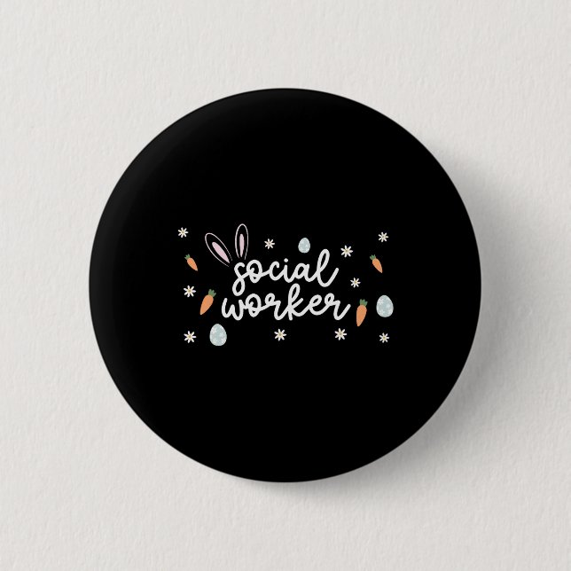 Sozialarbeiter Osterschule Sozialarbeit Bunny Eggs Button (Vorderseite)
