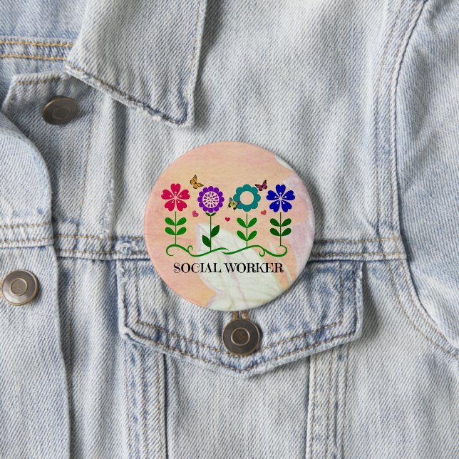 Sozialarbeiter, Pastel Springtime Design, Paper Pl Button (Beispiel)
