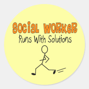 Sozialarbeiter "Runs with Solutions" Funny Gifts Runder Aufkleber