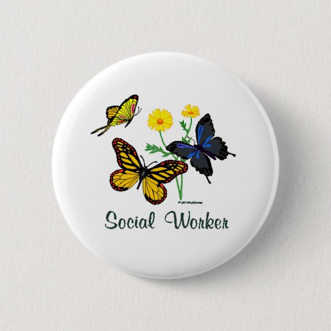 Sozialarbeiter-Schmetterlinge Button (Vorderseite)