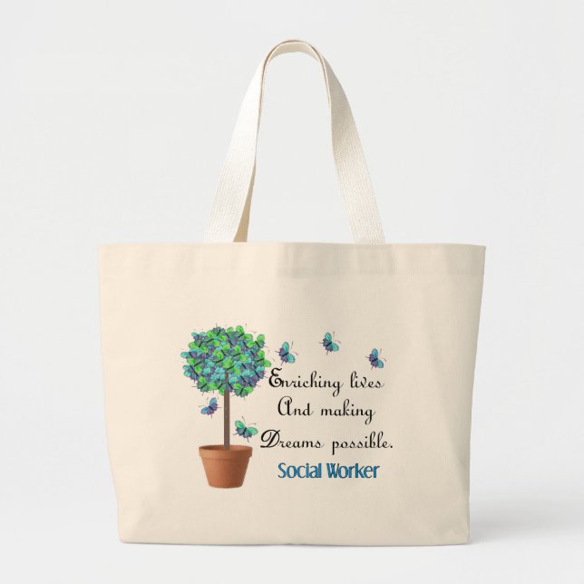 Sozialarbeiter-Schmetterlings-Baum-Taschen-Tasche Jumbo Stoffbeutel (Vorne)