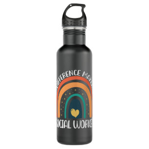 Sozialarbeiter sind Differenzmacher Rainbow Retro Edelstahlflasche
