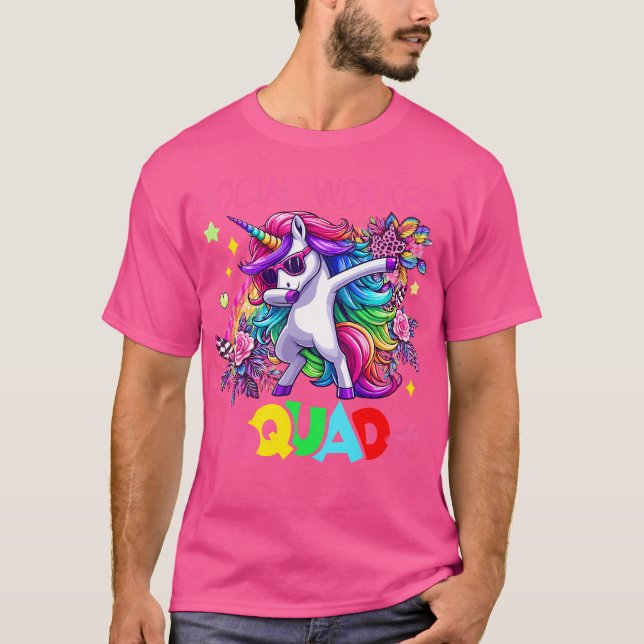 Sozialarbeiter Squad Dabbing Unicorn-Sonnenbrille  T-Shirt (Vorderseite)