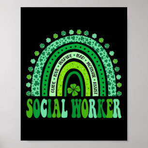 Sozialarbeiter St Patricks Day Süßer Regenbogen So Poster