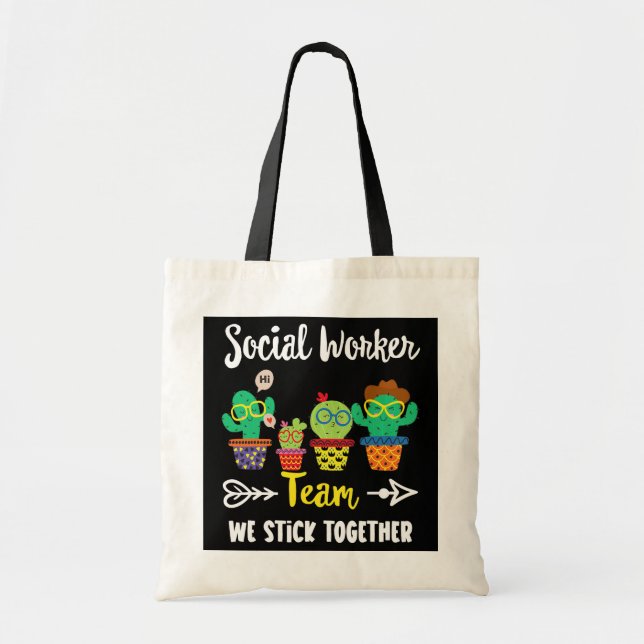 Sozialarbeiter-Team Funny Cactus Crew Soziales Tragetasche (Vorne)