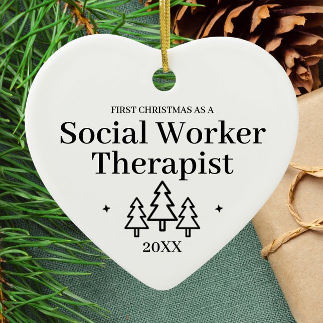 Sozialarbeiter-Therapeut - Neuer Job - Weihnachten Keramik Ornament (Social Worker Therapist New Job Christmas Ceramic Ornament
)