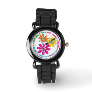 Sozialarbeiter-Uhr-künstlerische Blumen Armbanduhr