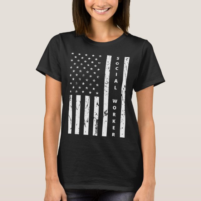Sozialarbeiter Vintag US-Flagge Profiteur Sozialar T-Shirt (Vorderseite)