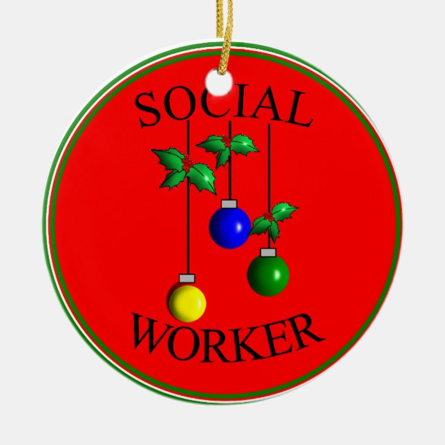 Sozialarbeiter-Weihnachtsverzierung Keramik Ornament (Vorne)