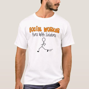 Sozialarbeitskraft-"Läufe mit Lösungs-" lustigen T-Shirt
