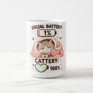 Sozialbatterie Katzerei Süße Katze Introvertierten Kaffeetasse