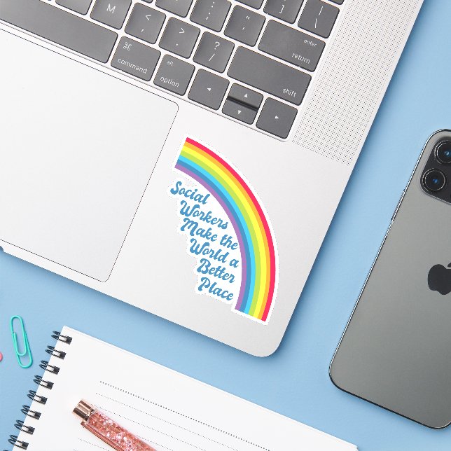 Soziale Arbeit Inspiration Zitat Rainbow Niedlich Aufkleber (Laptop mit iPhone)