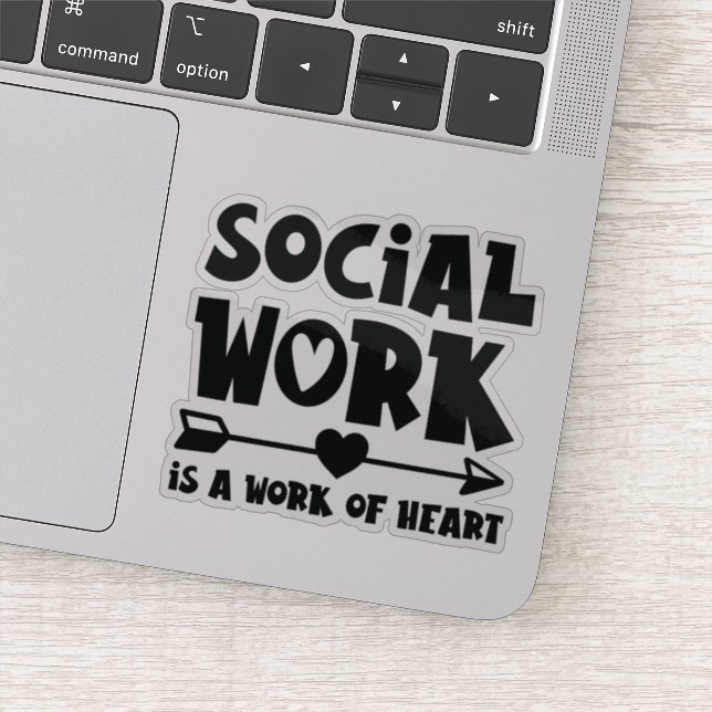 Soziale Arbeit ist ein Herz-Werk Aufkleber (Detail)