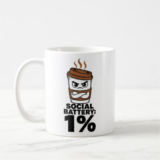 Soziale Batterie 1% Lustiger Kaffeebecher Kaffeetasse