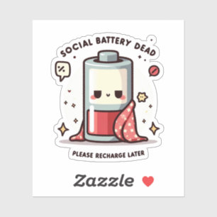 Soziale Batterie Leer – Lustiger Mental Health Vin Aufkleber