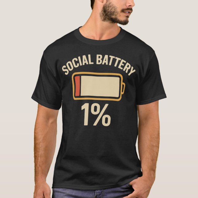 soziale Batterie lustige Introvertierte soziale kl T-Shirt (Vorderseite)