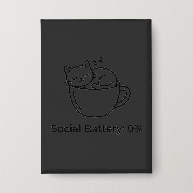 Soziale Batterie Null Introvertierte Katze Vorderh Button (Vorderseite)