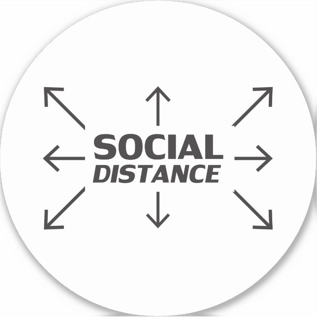 "Soziale Distanz" Covid 19 Grossgeschosse Kreis Aufkleber (Vorderseite)