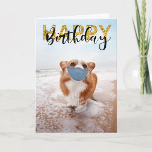 Soziale Distanz Froher Geburtstag Hund Corgi Karte