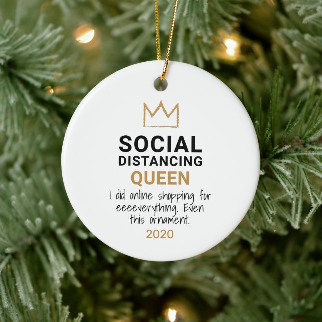 Soziale Distanz Königin Funny Weihnachten Keramik Ornament (Baum)