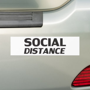 Soziale Distanz moderne Typografie lustig weiß Autoaufkleber