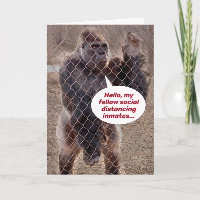 Soziale Distanzierung Gorilla Förderung und Kopplu Karte (Vorderseite)