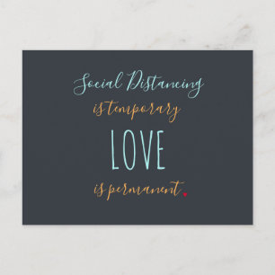 Soziale Distanzierung Liebe Typografie Zitat Grüße Postkarte