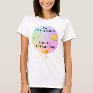 Soziale Distanzierung üben - Wasserfarben & Gold T-Shirt