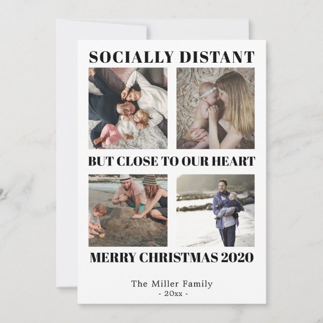 Soziale Entfernung Frohe Weihnachten 2020 Fotokart Dankeskarte (Vorderseite)