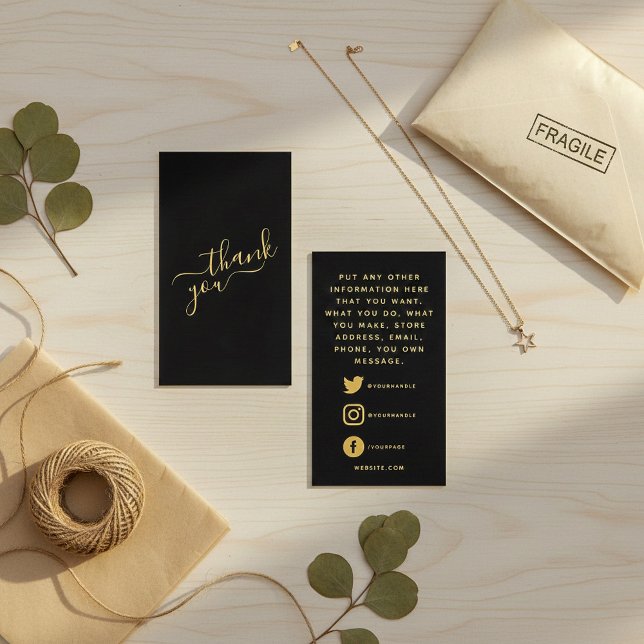 Soziale Logos, schwarz und goldfarbene Bestellkart Begleitkarte (Social logos, black and gold order insert Card.)