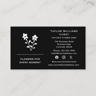 Soziale Medien Florist Blumen Blumenladen Typograf Visitenkarte