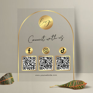 Soziale Medien Goldener Bogen Logo QR Code Transpa Acrylschild