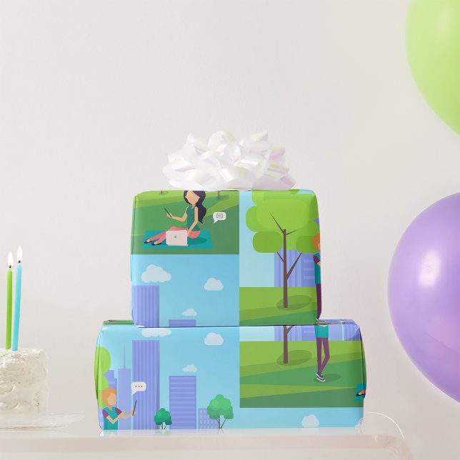 Soziale Medien im Park Geschenkpapier (Von Creator hochgeladen)