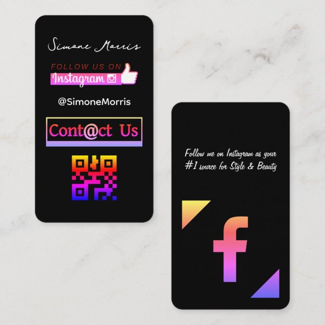 Soziale Medien QR-Code Visitenkarte (Vorne/Hinten)