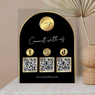 Soziale Medien Schwarz & Gold Bogen-Logo QR-Code Acrylschild