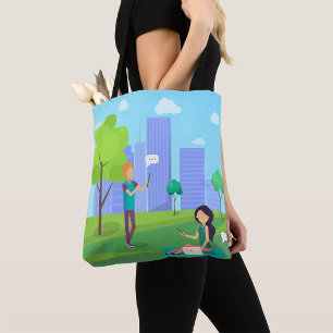 Soziale Medienkommunikation im Stadtpark Tasche
