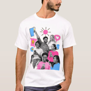 Soziale Medienkommunikation und glückliche Mensche T-Shirt