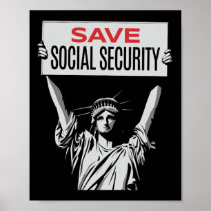 Soziale Sicherheit retten -Statue der Freiheit - W Poster
