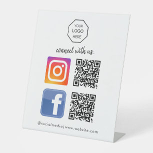 Sozialen Medien Kontakt QR Code Black Business Sockelschild