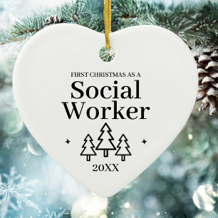 Sozialer Arbeitnehmer - New Job Weihnachten Keramik Ornament