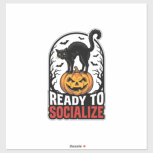 Soziales Halloween-Katz-gruselig-Party-Humor-Desig Aufkleber