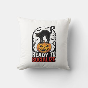 Soziales Halloween-Katz-gruselig-Party-Humor-Desig Kissen