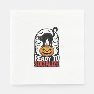 Soziales Halloween-Katz-gruselig-Party-Humor-Desig Serviette