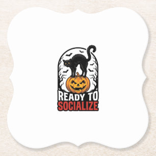 Soziales Halloween-Katz-gruselig-Party-Humor-Desig Untersetzer